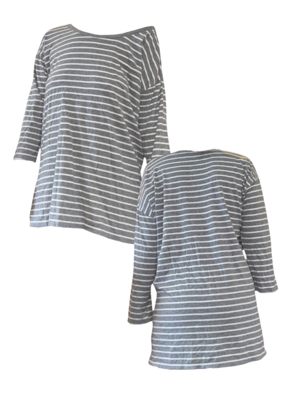 Striped Off-Shoulder Gray & White Top